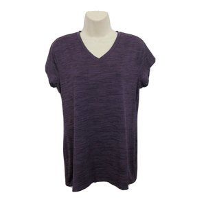 VTG Beverly Hills Polo Club Women's T-Shirt Size Large V-Neck Cap Sleeve Purple